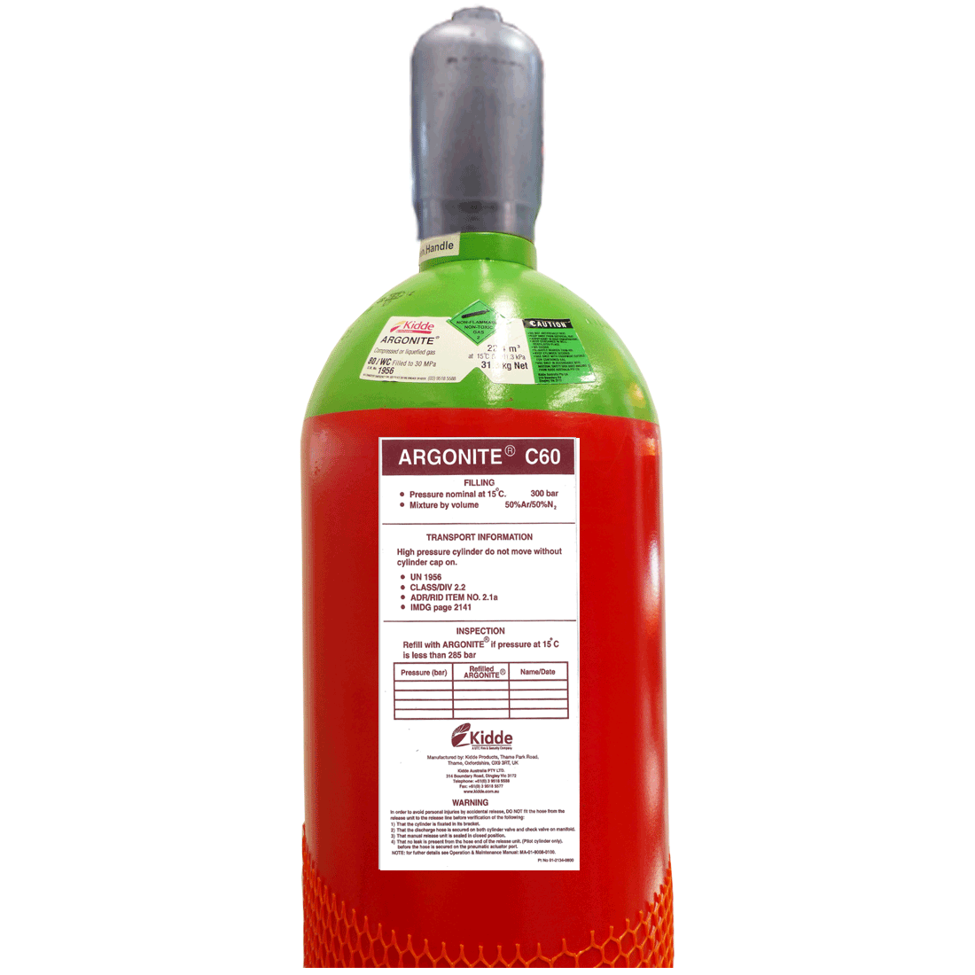 Kidde Argonite inert gas fire suppression cylinder