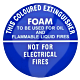 Foam ID Sign is to place near a foam fire extinguisher also has a brief description of the Extinguisher.