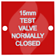 Label "15mm Test Valve Normally Closed" 50 x 50mm