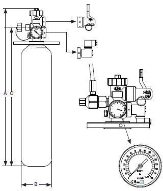 Hygood iFLOW 3L Nitrogen pilot cylinder 70100084UN diagram