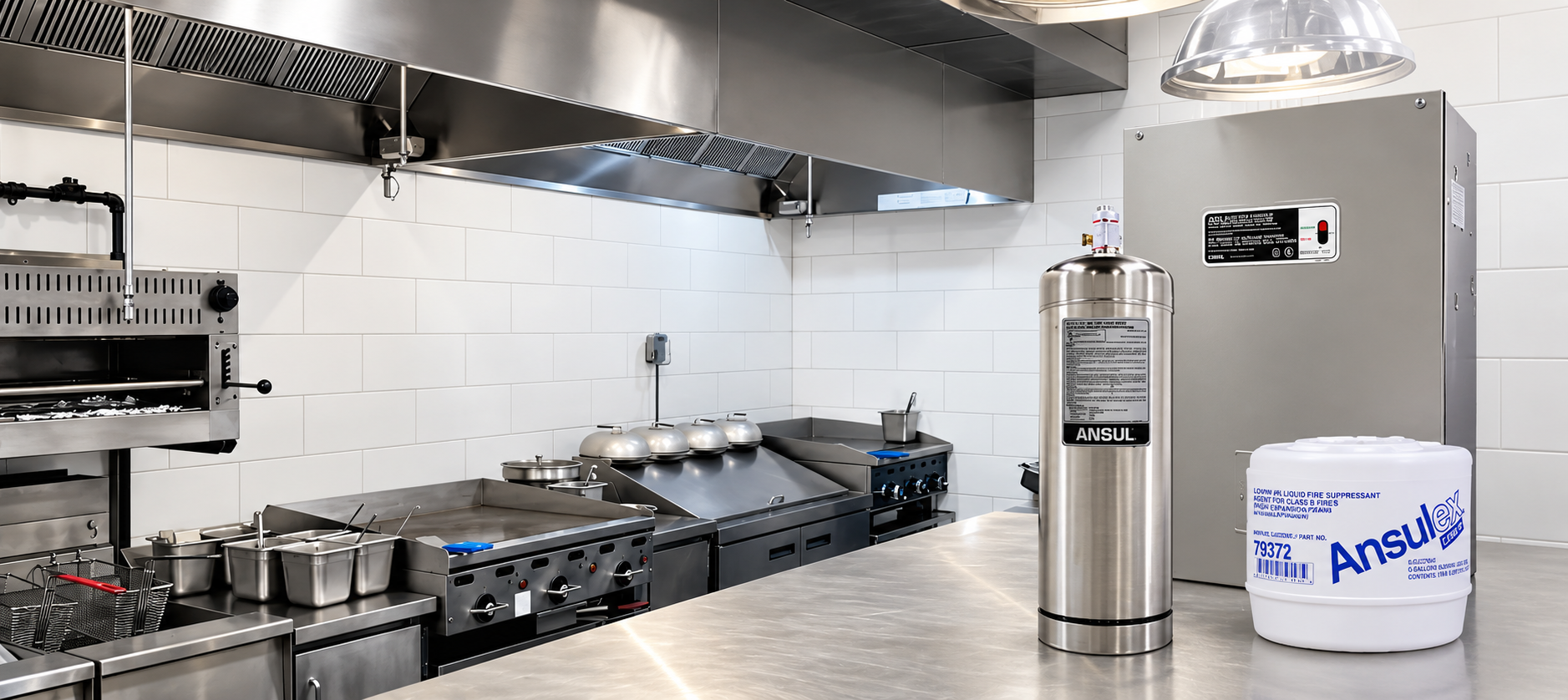 Commercial kitchen fire suppression products