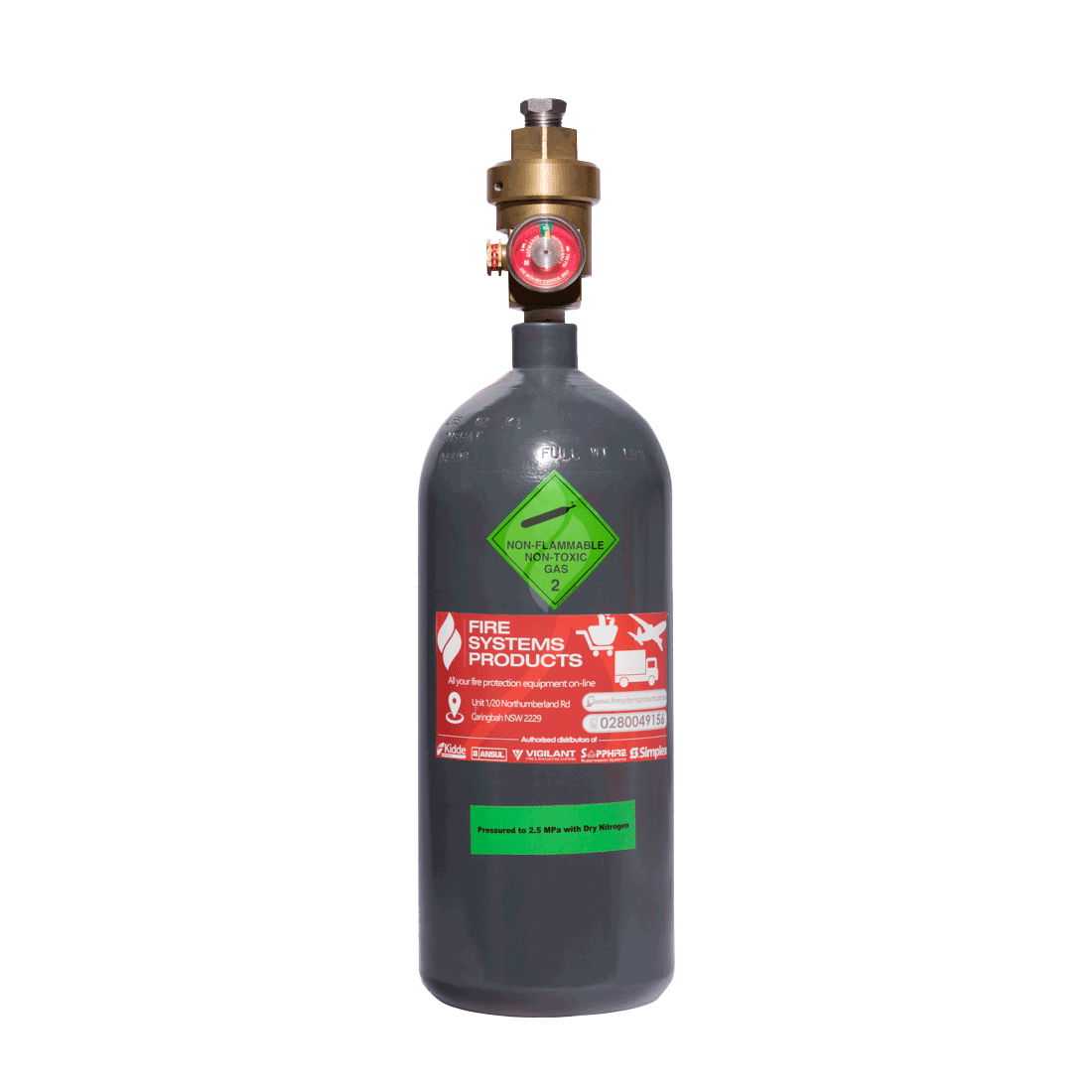 Nitrogen gas suppression cylinder
